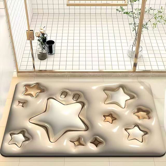 Tapis de salle de bain absorbant l'eau imprim&eacute; en 3D et antid&eacute;rapant